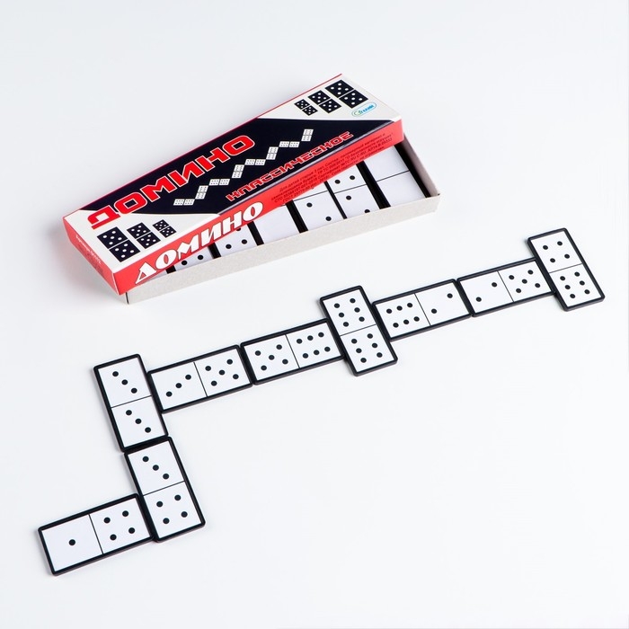 Настольная игра, домино,  Настольная игра, домино, "Классическое", 28 шт