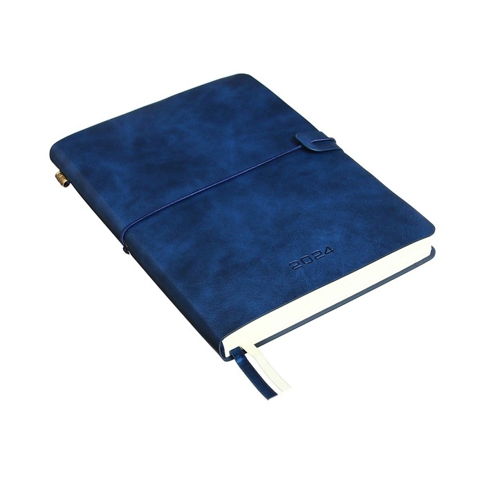 Ежедневник датированный 2024 A5 176 листов, deVENTE.Saltos, мягкая обложка из искусственной кожи, ляссе, кремовый блок 70 г/м2, синий Ежедневник датированный 2024 A5 176 листов, deVENTE.Saltos, мягкая обложка из искусственной кожи, ляссе, кремовый блок 70 г/м2, синий