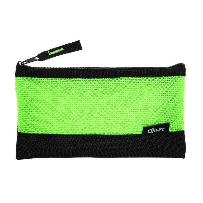 Пенал мягкий, 1 отделение, 105 х 195 мм, плоский, ПМП 09-73, чёрный/салатовый 57440 Пенал мягкий, 1 отделение, 105 х 195 мм, плоский, ПМП 09-73, чёрный/салатовый 57440