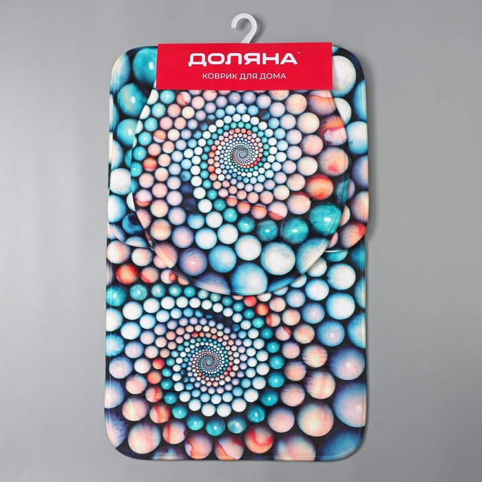 Коврик для ванной и туалета Доляна «Каменные завитки», 3 шт: 35×39 см, 40×50 см, 45×75 см