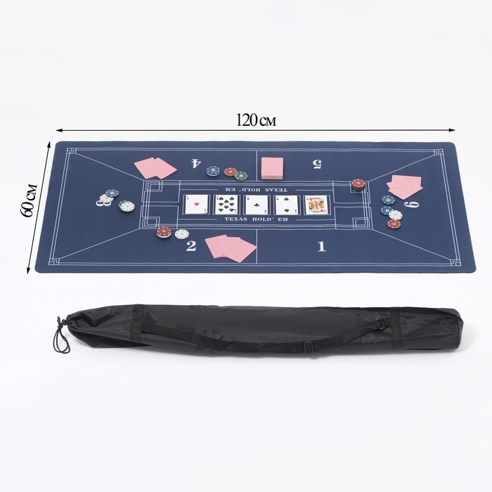 Сукно для покера, прорезиненное, 120 х 60 см, толщина 3 мм, синее Сукно для покера, прорезиненное, 120 х 60 см, толщина 3 мм, синее