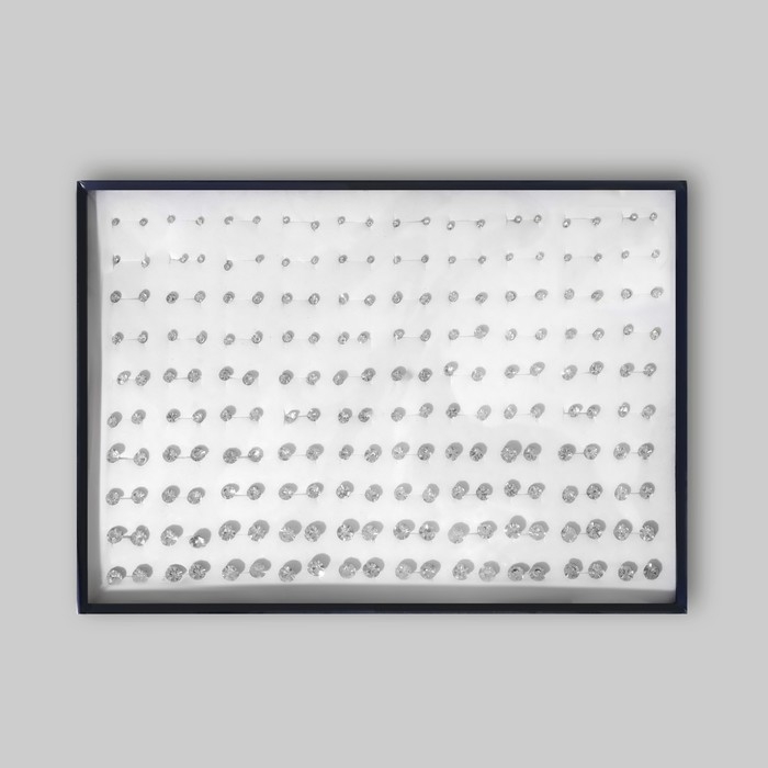 Набор пусет в коробке 100 пар «Шарик» кристаллики, цвет белый в золоте Набор пусет в коробке 100 пар «Шарик» кристаллики, цвет белый в золоте