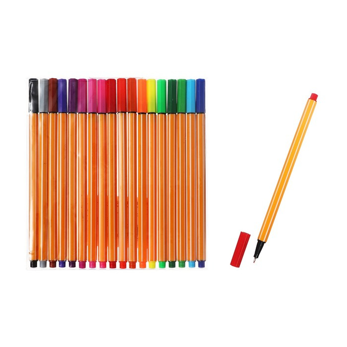 Набор капиллярных ручек  Набор капиллярных ручек "Полоски", 18 цветов