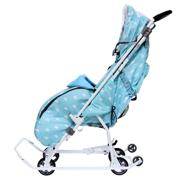 Санки-коляска «Наши детки 3-1К», принт с облачками, цвет голубой Санки-коляска «Наши детки 3-1К», принт с облачками, цвет голубой