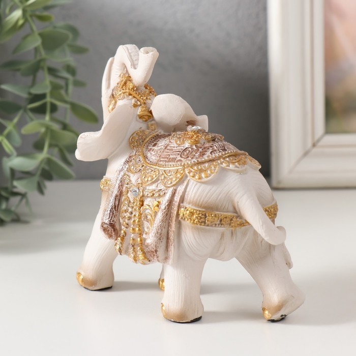 Сувенир полистоун Сувенир полистоун "Белый слон в попоне с золотом" МИКС 12х6х12 см