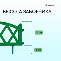 Ограждение декоративное, 35 × 232 см, 4 секции, пластик, зелёное, MODERN, Greengo