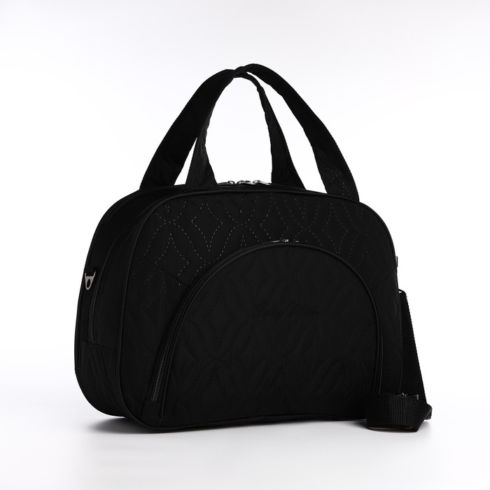 Сумка дорожная на молнии, 2 наружных кармана, длинный ремень, цвет чёрный Сумка дорожная на молнии, 2 наружных кармана, длинный ремень, цвет чёрный