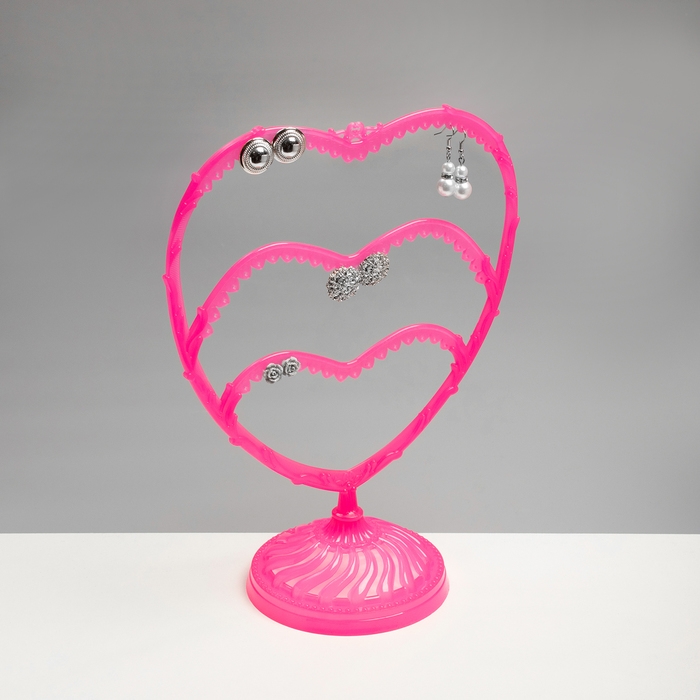 Подставка для украшений &laquo;Сердце&raquo;, 31 место, 13,5&times;24&times;30 см, цвет розовый