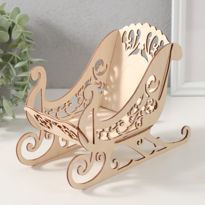 Шкатулка-сани  Шкатулка-сани "Узорчатые санки" 21х9х16,5 см (набор 5 деталей)