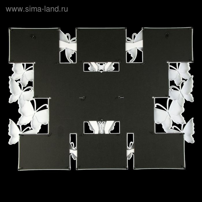 Фоторамка пластик на 11 фото 10х10, 10х15 см  Фоторамка пластик на 11 фото 10х10, 10х15 см "Бабочки" белая 48х63 см