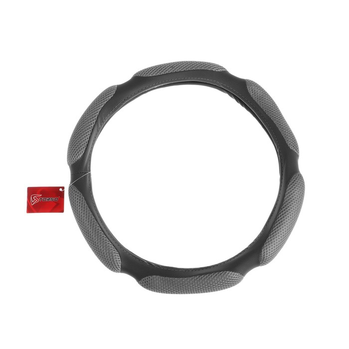 Оплетка на руль TORSO, анатомическая, 6 подушек, размер 38 см, серый Оплетка на руль TORSO, анатомическая, 6 подушек, размер 38 см, серый