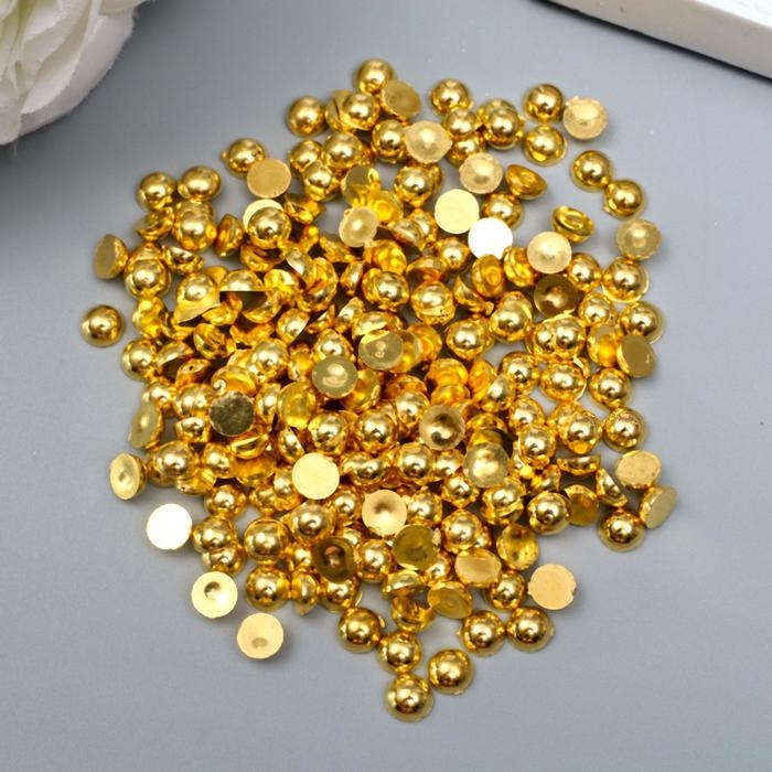 Декор для творчества пластик Декор для творчества пластик "Полужемчужина золотистая" набор 250 шт 0,5х0,5х0,3 см