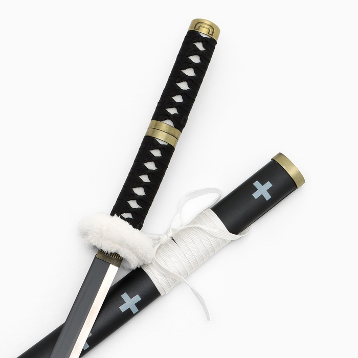 Сувенирное оружие Сувенирное оружие "Катана Ло" 103 см, клинок 68 см, чёрная с белым, на подставке