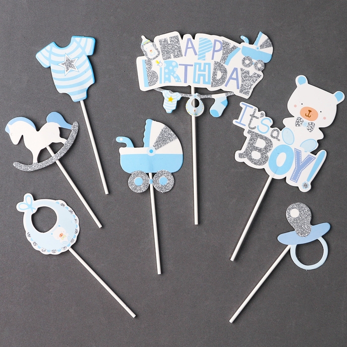 Набор топперов «С днём рождения, сынок», набор 7 шт. Набор топперов «С днём рождения, сынок», набор 7 шт.