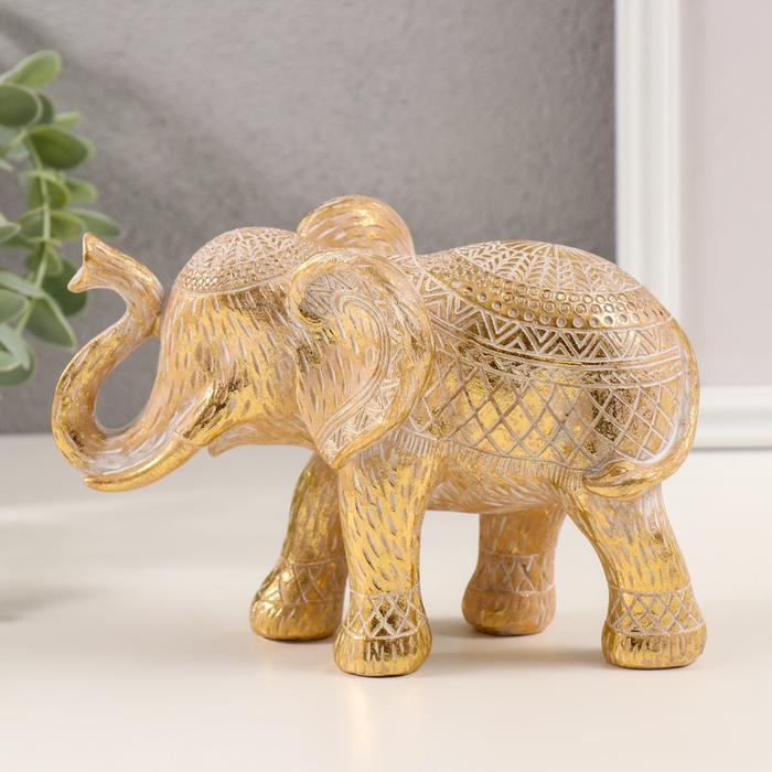 Сувенир полистоун Сувенир полистоун "Слон. Этнические узоры" золото 17х5х11 см