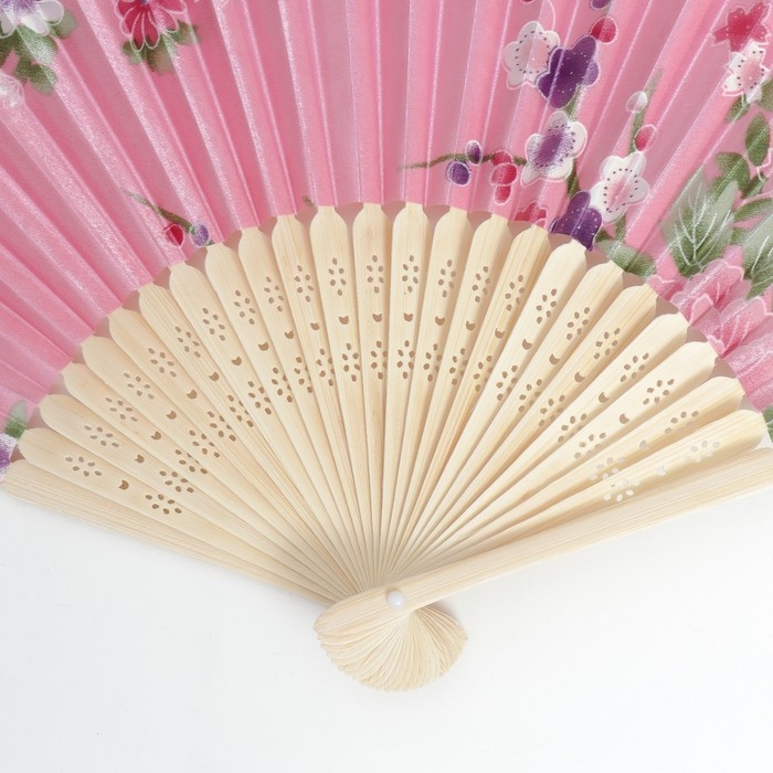 Веер бамбук, текстиль h=21 см Веер бамбук, текстиль h=21 см "Цветы" с чехлом, розовый