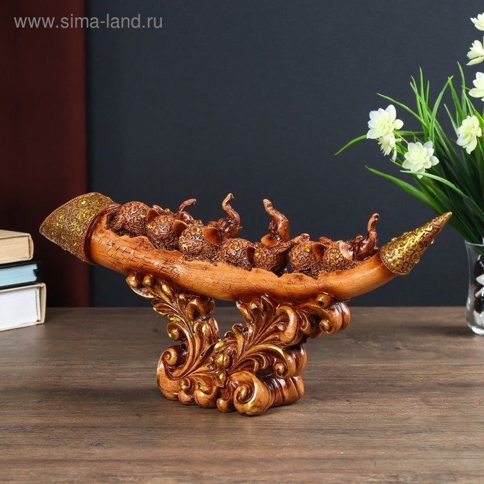 Сувенир полистоун Сувенир полистоун "Семь слонов на бивне" под дерево 18,5х8х44 см