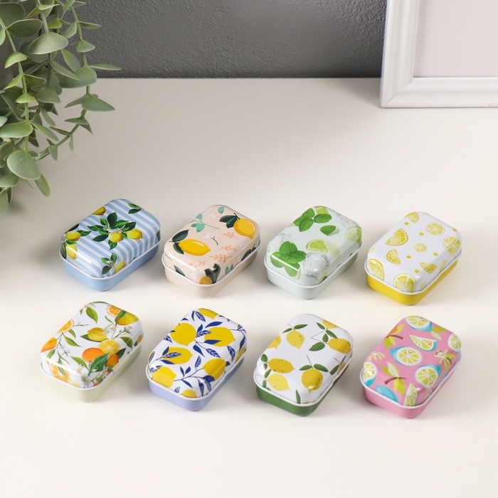 Шкатулка металл прямоугольная Шкатулка металл прямоугольная "Лимончики" МИКС 5,8х4,2х2.6см