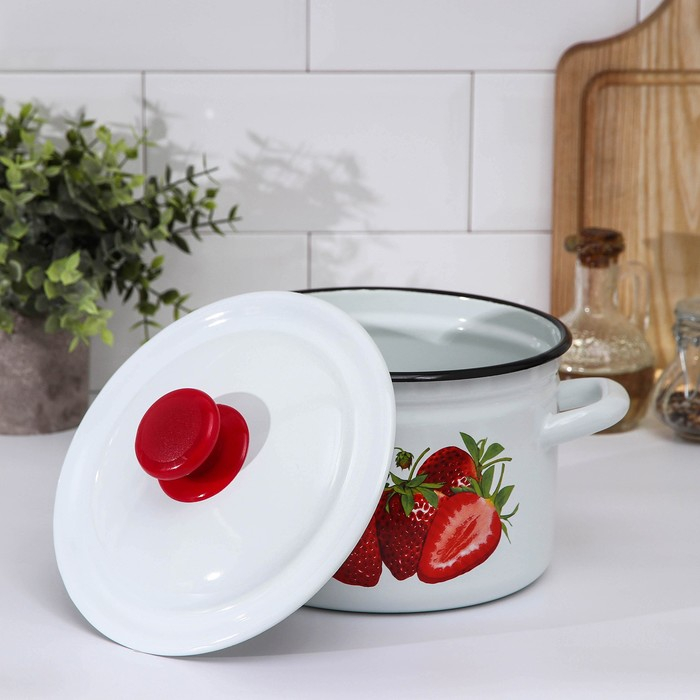 Кастрюля эмалированная цилиндрическая, 5 л, индукция, деколь МИКС, цвет белый Кастрюля эмалированная цилиндрическая, 5 л, индукция, деколь МИКС, цвет белый