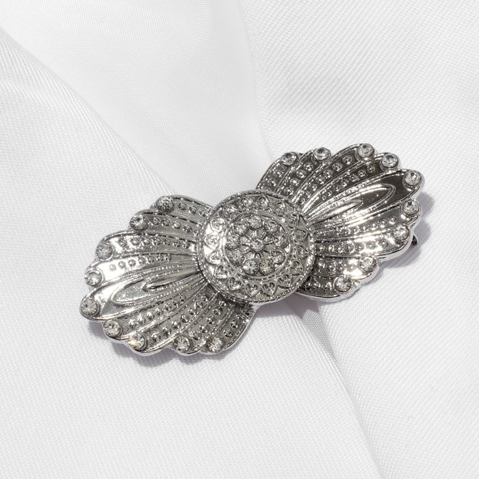 Зажим для кардигана «Перья», цвет белый в серебре Зажим для кардигана «Перья», цвет белый в серебре