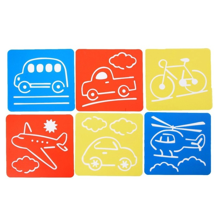 Трафареты Трафареты "Транспорт", 6 шт. + лист бумаги
