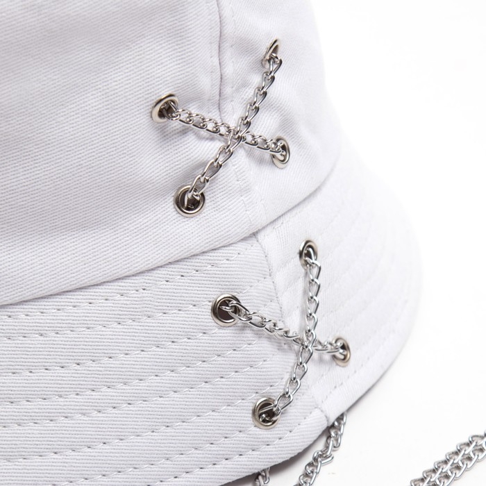 Панама женская MINAKU с цепочкой, цвет белый, р-р 56--58 Панама женская MINAKU с цепочкой, цвет белый, р-р 56--58