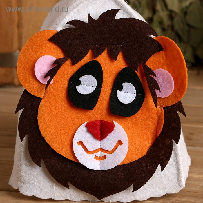 Шапка для бани с детской аппликацией Шапка для бани с детской аппликацией "Лёвушка" войлок