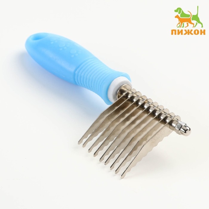 Колтунорез боковой  Колтунорез боковой "Комфорт" 9 лезвий, нескользящая резиновая ручка, голубой
