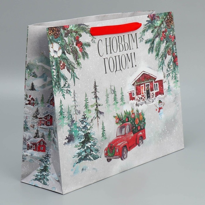Пакет подарочный новогодний крафтовый горизонтальный «Новогодняя история», L 40 х 31 х 11.5 см, Новый год Пакет подарочный новогодний крафтовый горизонтальный «Новогодняя история», L 40 х 31 х 11.5 см, Новый год