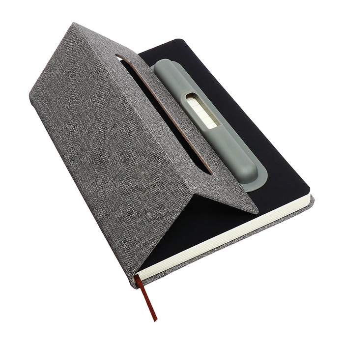 Ежедневник недатированный A5, 96л, лин, держатель для телефона/планшета/ручки, Серый Ежедневник недатированный A5, 96л, лин, держатель для телефона/планшета/ручки, Серый