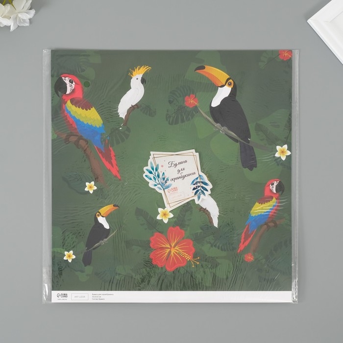 Бумага для скрапбукинга Бумага для скрапбукинга "Экзотические птицы" плотность 180 гр набор 5 шт 30,5х32 см