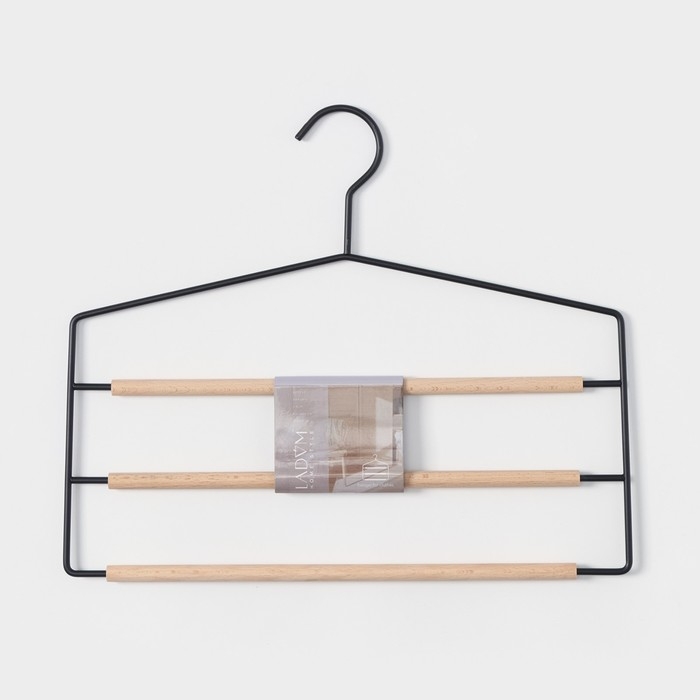 Плечики - вешалка для брюк и юбок LaDо́m Laconique, многоуровневая, 37×31,5×1,1 см, цвет чёрный Плечики - вешалка для брюк и юбок LaDо́m Laconique, многоуровневая, 37×31,5×1,1 см, цвет чёрный