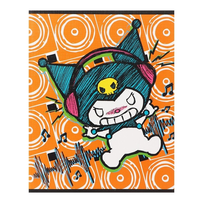 Тетрадь 48 листов в клетку Kuromi, обложка  Тетрадь 48 листов в клетку Kuromi, обложка "лен", УФ-лак, белизна 92%, блок 60 г/м2, МИКС