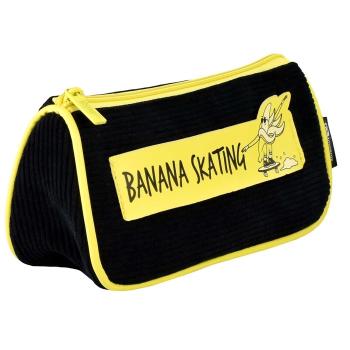 Пенал мягкий, 1 отделение, 85 х 220 х 55 мм, объёмный, Феникс  Пенал мягкий, 1 отделение, 85 х 220 х 55 мм, объёмный, Феникс "Банана на борде" чёрный/жёлтый 62081