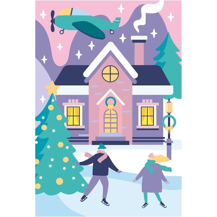 Картина по номерам на новый год на холсте с подрамником &laquo;Зимнее утро&raquo;, 20 &times; 30 см