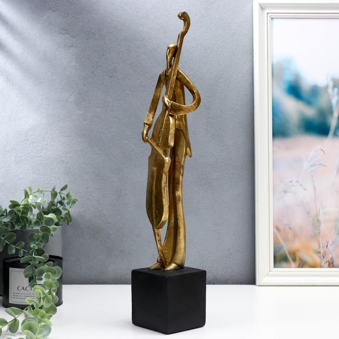 Сувенир полистоун серия музыканты  Сувенир полистоун серия музыканты "Контрабасист" золото 47х8х8 см