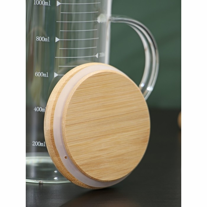 Кувшин мерный BellaTenero «Эко», 1 л, стекло, с бамбуковой крышкой, прозрачный Кувшин мерный BellaTenero «Эко», 1 л, стекло, с бамбуковой крышкой, прозрачный