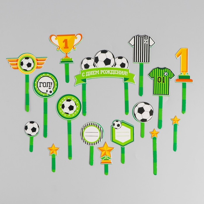 Набор топперов для украшения торта «С днём рождения, футболист» Набор топперов для украшения торта «С днём рождения, футболист»