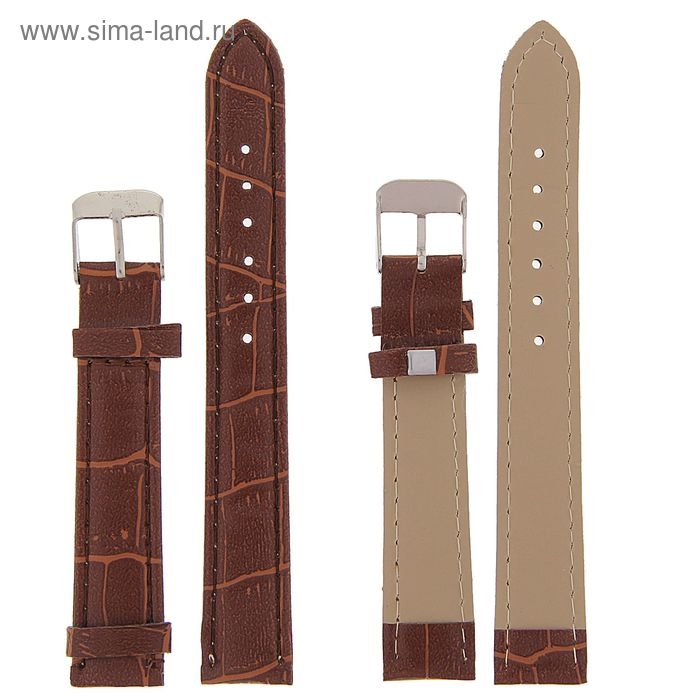 Ремешок для часов Ремешок для часов "Соломон", 16 мм, экокожа, l-19 см, коричневый