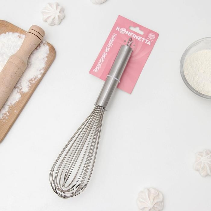 Венчик для взбивания с толстыми струнами KONFINETTA, струна 2 мм, 33 см, цвет серебристый Венчик для взбивания с толстыми струнами KONFINETTA, струна 2 мм, 33 см, цвет серебристый