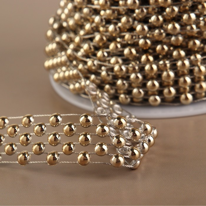 Бусы на нитях, плоские, 14 мм, 9 ± 1 м, цвет золотой Бусы на нитях, плоские, 14 мм, 9 ± 1 м, цвет золотой