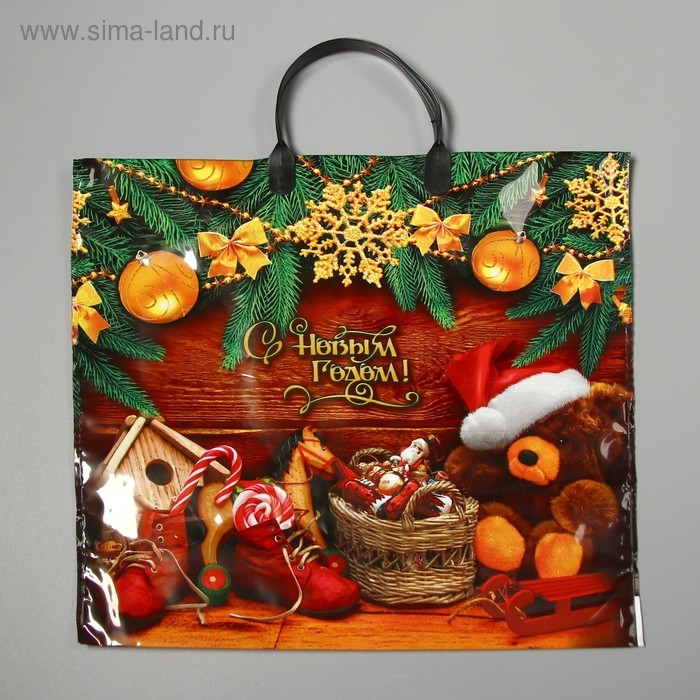 Новый год. Пакет Новый год. Пакет "Новогодняя затея", полиэтиленовый с пластиковой ручкой, 38х35 см.