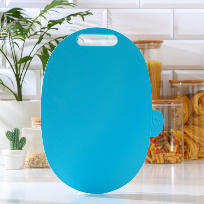 Набор разделочных досок, 4 шт, 30×22×7 см, размер 1 доски 29×19,5 см, овальные, с маркерами, на подставке