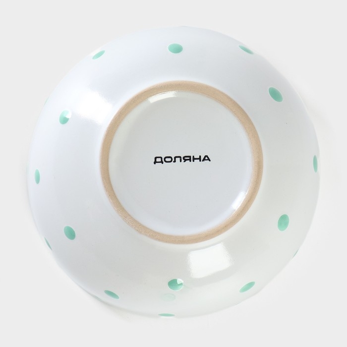 Салатник керамический Доляна «Горошек», 580 мл, цвет мятный