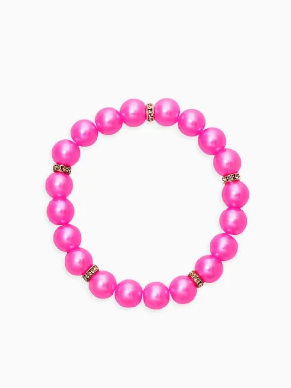 Набор детский &laquo;Выбражулька&raquo; 2 предмета: бусы, браслет, жемчуг стразы, цвет ярко-розовый