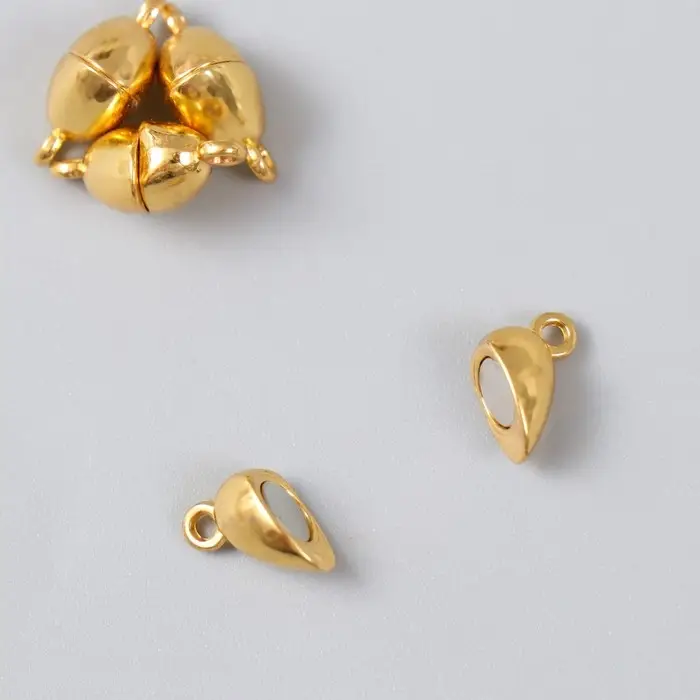 Фурнитура для бижутерии и украшений, замок магнитный &laquo;Арт Узор. Сердечко&raquo;, 2 шт., металл, золото, 1.2&times;1.2 см