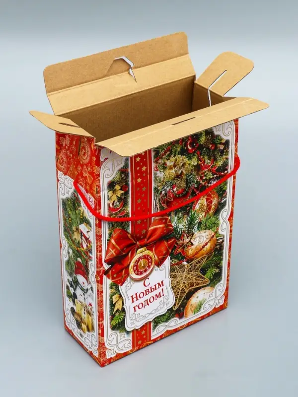 Коробка подарочная новогодняя «Яркий праздник» 22.5×34×10 см