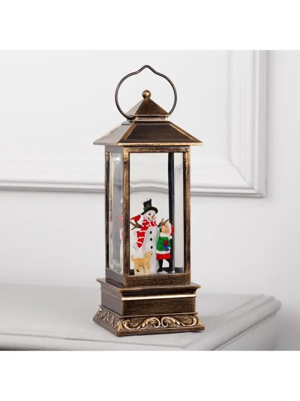 Светодиодная фигура &laquo;Девочка и снеговик&raquo; 10.5&times;27&times;10.5 см, пластик, от батареек ААх3, USB, свечение тёплое белое