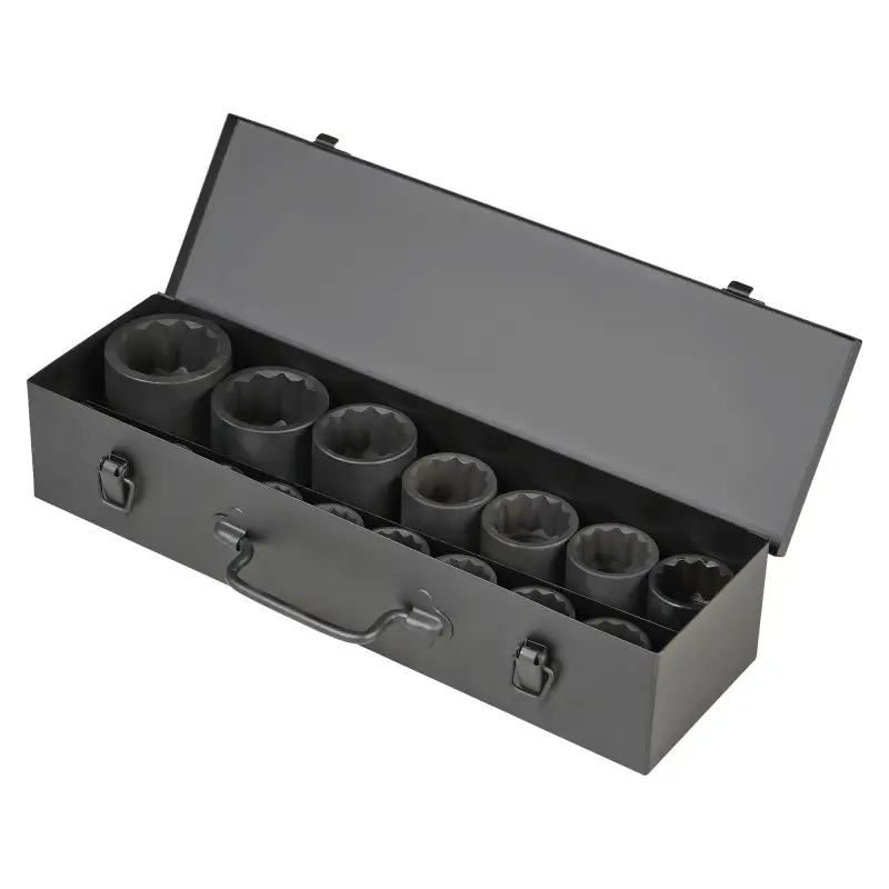 Набор головок ударных 3/4"DR L=56мм, 12гр. 17пр. (19-55мм) металл.кейс