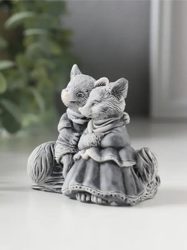 Фигурка &laquo;Лисы влюбленная парочка&raquo;, мраморная крошка, 6.5 см